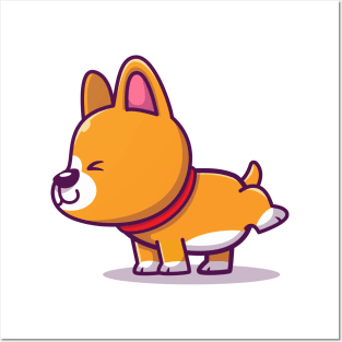 Cute Corgi Peeing Posters and Art